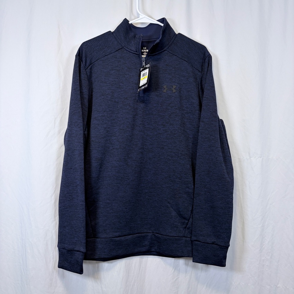 Under Armour Fleece Twist Quarter-Zip Pullover Navy Blue Heathered Size‎ M